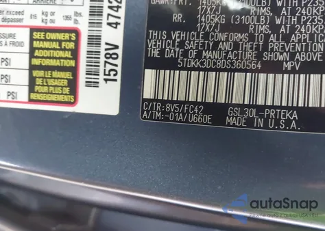 2013 Toyota Sienna Le V6 8 Passenger из США, поврежденный, VIN 5TDKK3DC8DS360564